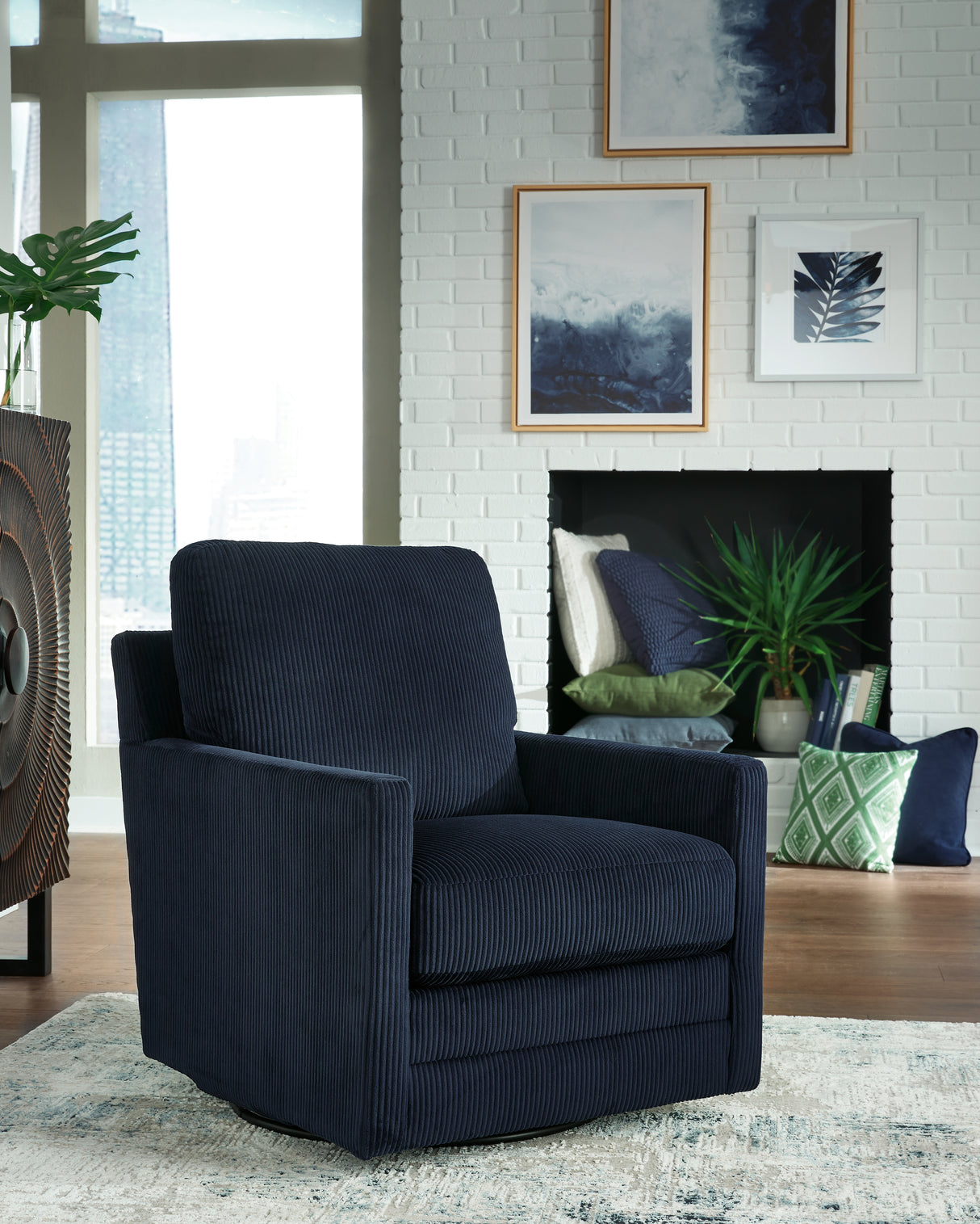Mega Furniture - Ashley Furniture - Icaman Swivel Accent Chair - Swivel Accent Chair / Navy - A3000727