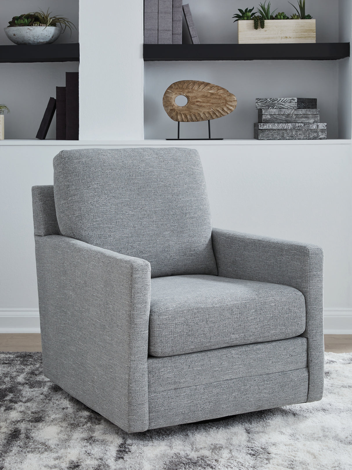 Mega Furniture - Ashley Furniture - Freybourne Next-Gen Nuvella Swivel Accent Chair - Swivel Accent Chair / Pewter - A3000737