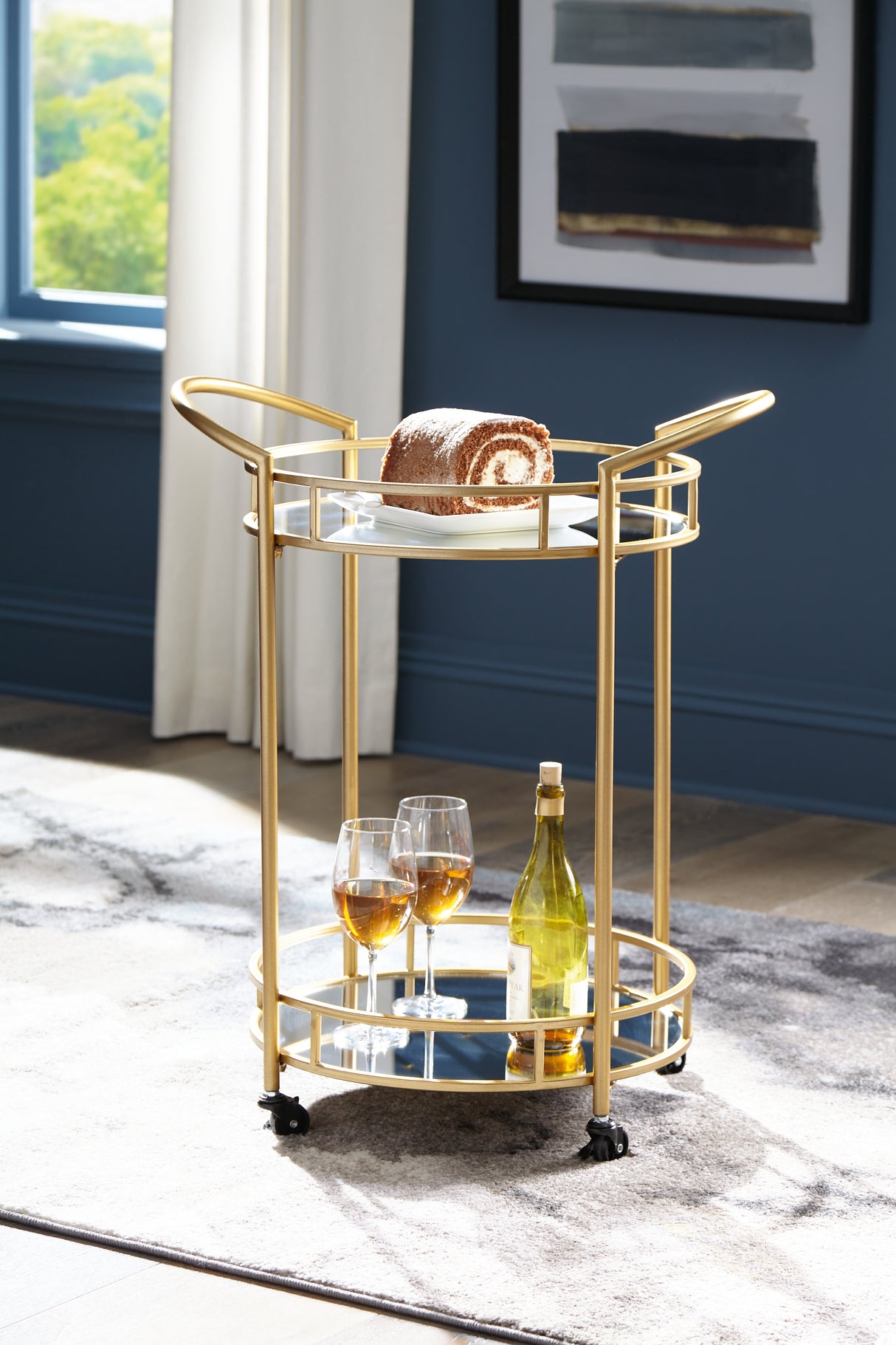Mega Furniture - Ashley Furniture - Wynora Bar Cart - Bar Cart / Gold - A4000099
