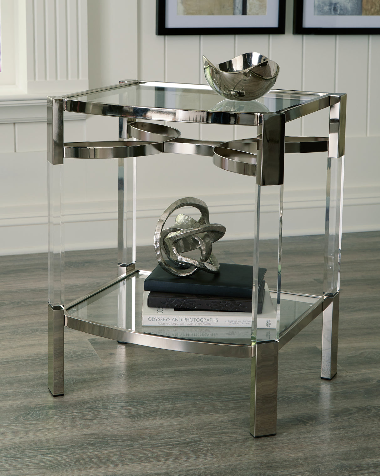 Mega Furniture - Ashley Furniture - Chaseton Accent Table - Accent Table / Clear/Silver Finish - A4000334