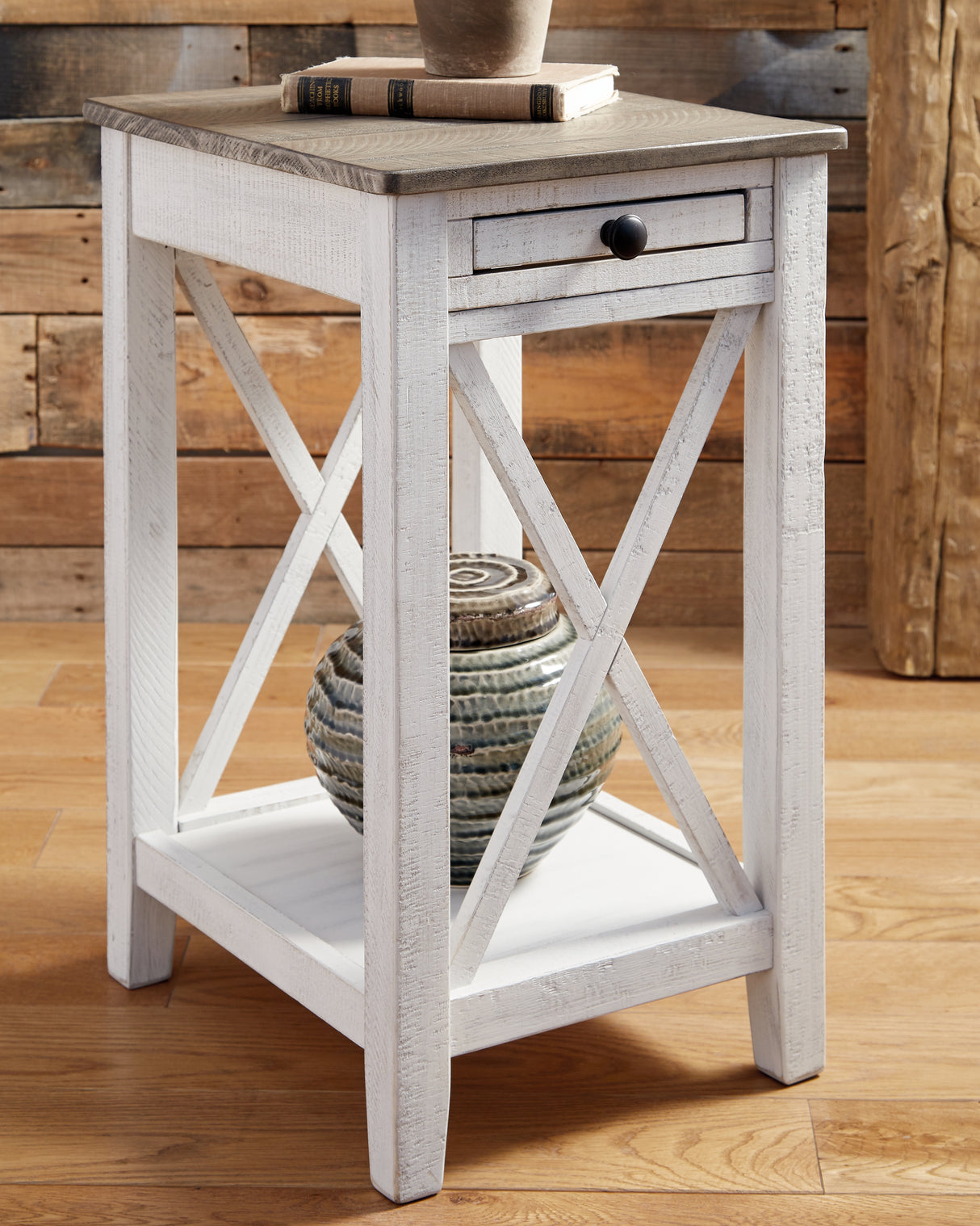 Mega Furniture - Ashley Furniture - Adalane Accent Table - Accent Table / White/Gray - A4000374