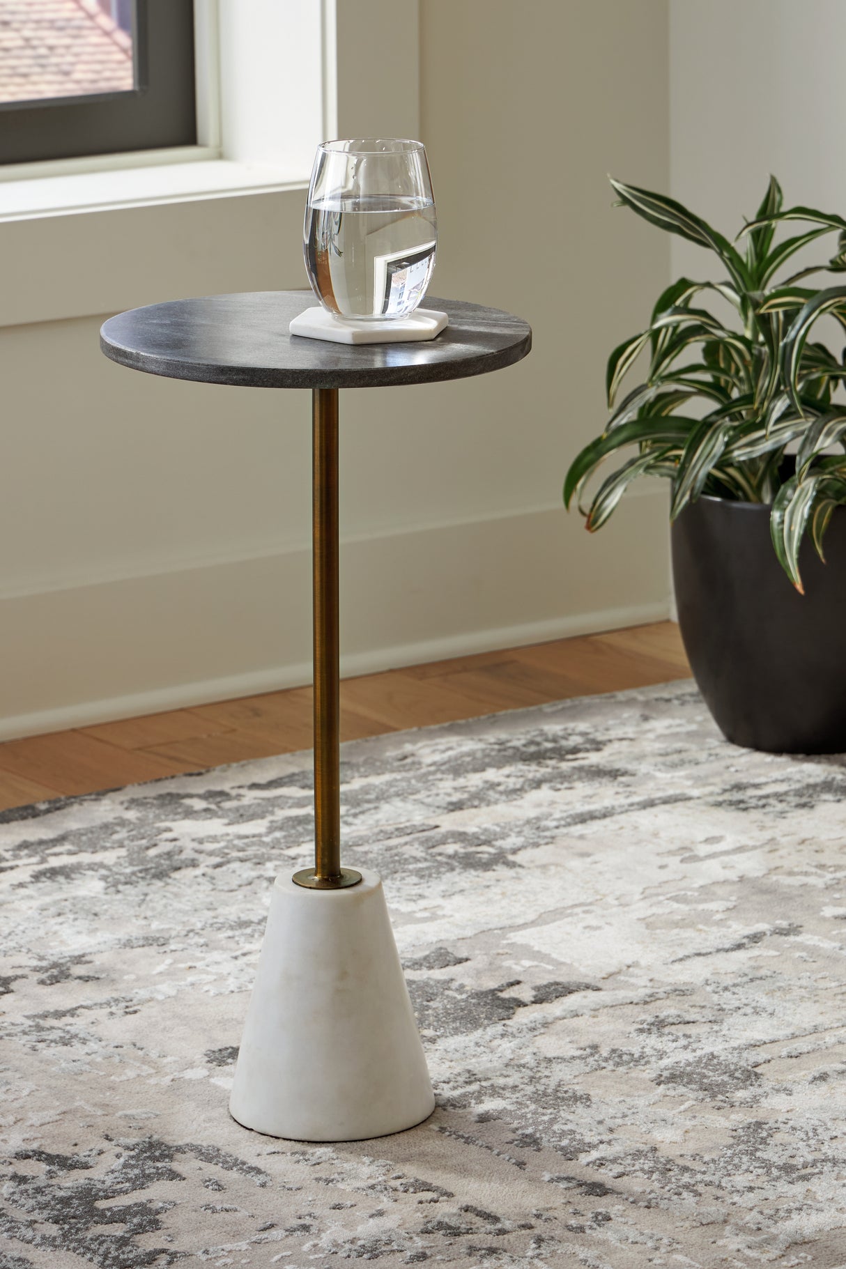 Mega Furniture - Ashley Furniture - Caramont Accent Table - Accent Table / Black/White/Gold Finish - A4000540
