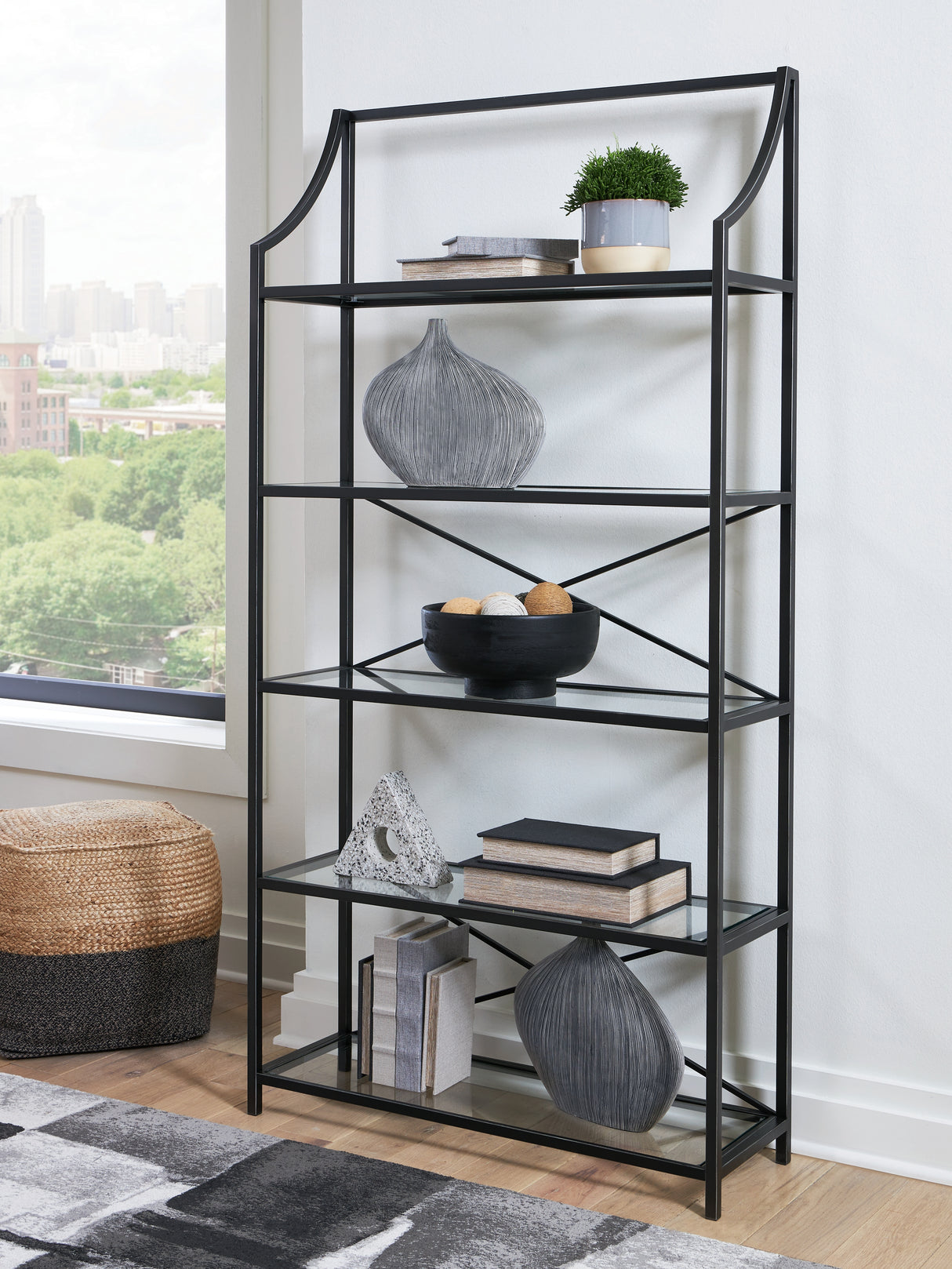Mega Furniture - Ashley Furniture - Dakerwell Bookcase - Bookcase / Antique Black - A4000557