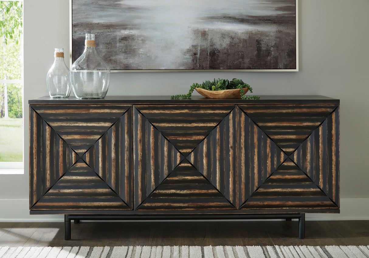 Mega Furniture - Ashley Furniture - Fair Ridge Accent Cabinet - Accent Cabinet / Distressed Black - A4000573