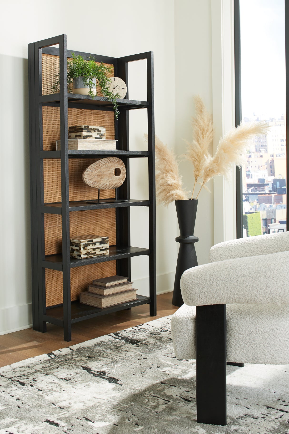 Mega Furniture - Ashley Furniture - Abyard Bookcase - Bookcase / Black/Natural - A4000574
