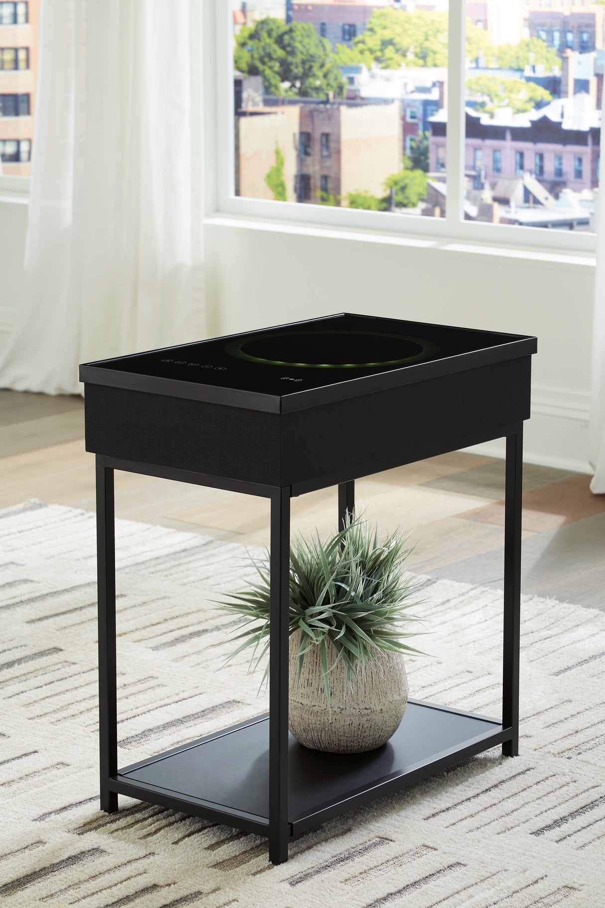 Mega Furniture - Ashley Furniture - Gemmet Accent Table with Speaker - Accent Table with Speaker / Black - A4000643
