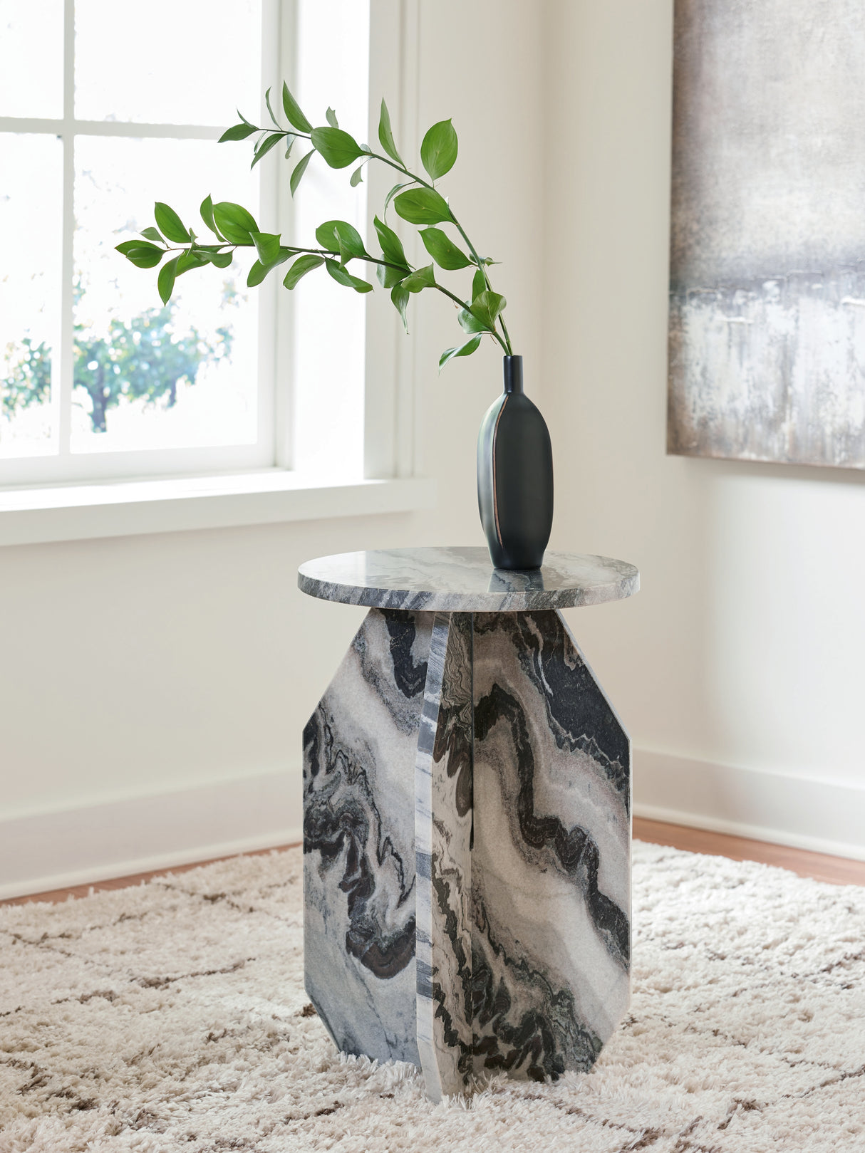 Mega Furniture - Ashley Furniture - Wrenlane Accent Table - Accent Table / Black/White/Taupe - A4000646