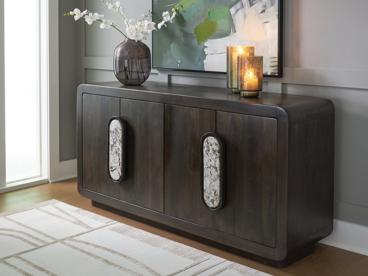 Mega Furniture - Ashley Furniture - Elliston Accent Cabinet - Accent Cabinet / Espresso Brown - A4000683