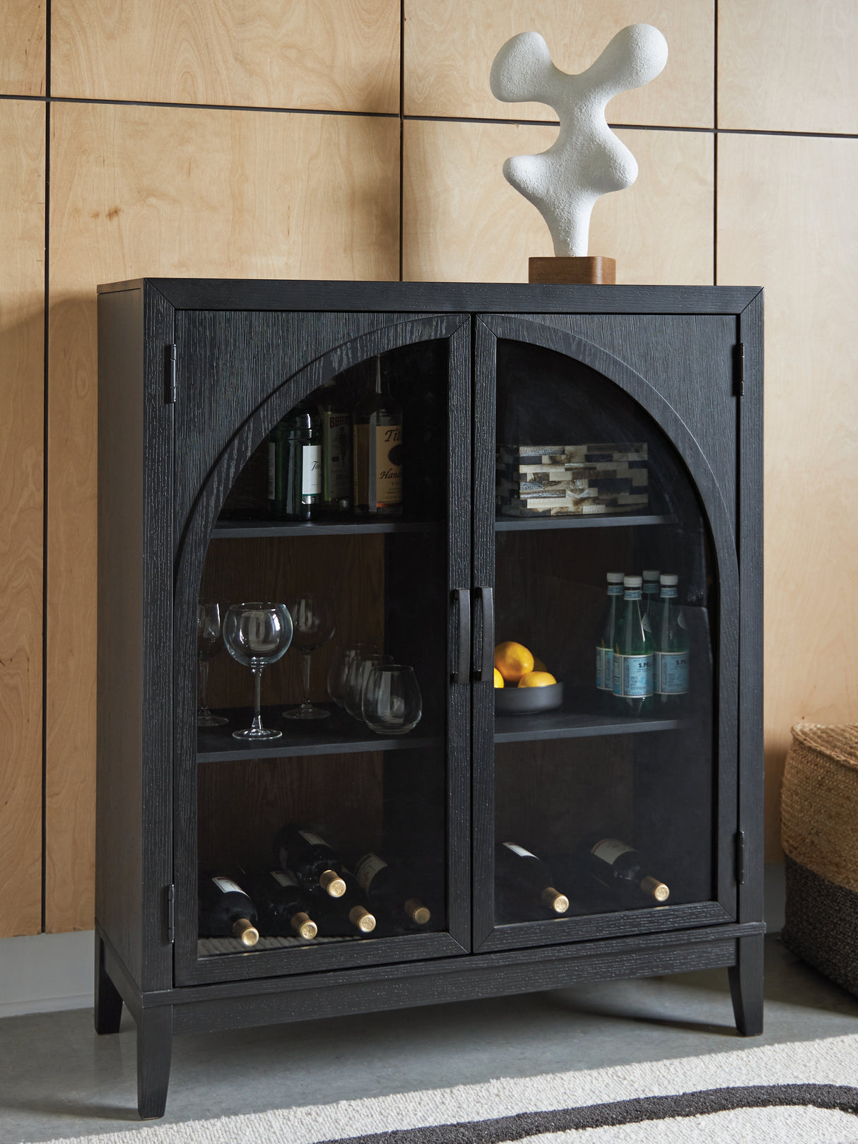 Mega Furniture - Ashley Furniture - Armenleigh Accent Cabinet - Bar Cabinet / Black/Brown - A4000702