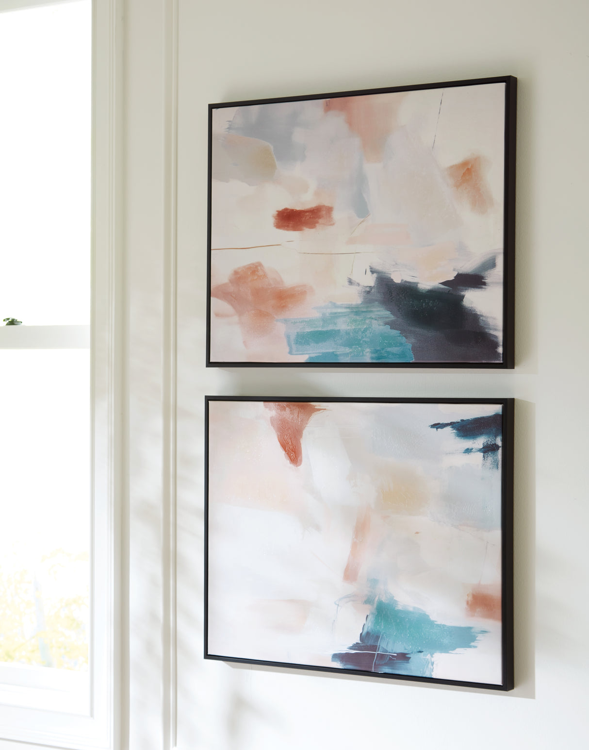 Mega Furniture - Ashley Furniture - Caldish Wall Decor - Wall Art Set (Set of 2) / Blue/White/Pink - A8000415