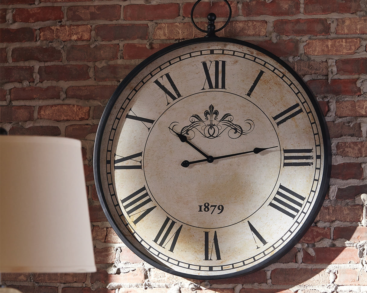 Mega Furniture - Ashley Furniture - Augustina Wall Decor - Wall Clock / Antique Black - A8010110