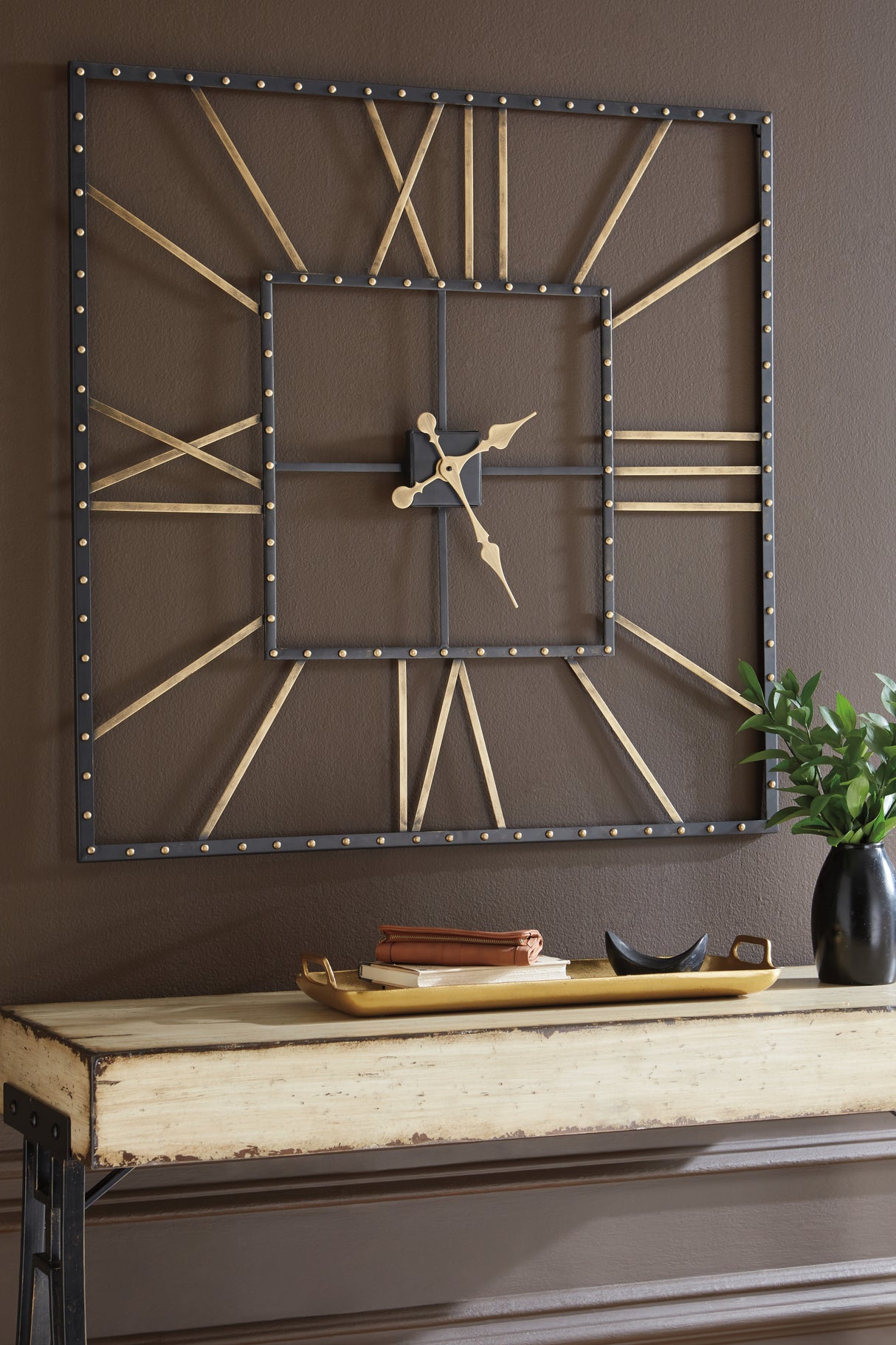 Mega Furniture - Ashley Furniture - Thames Wall Decor - Wall Clock / Black/Gold Finish - A8010112
