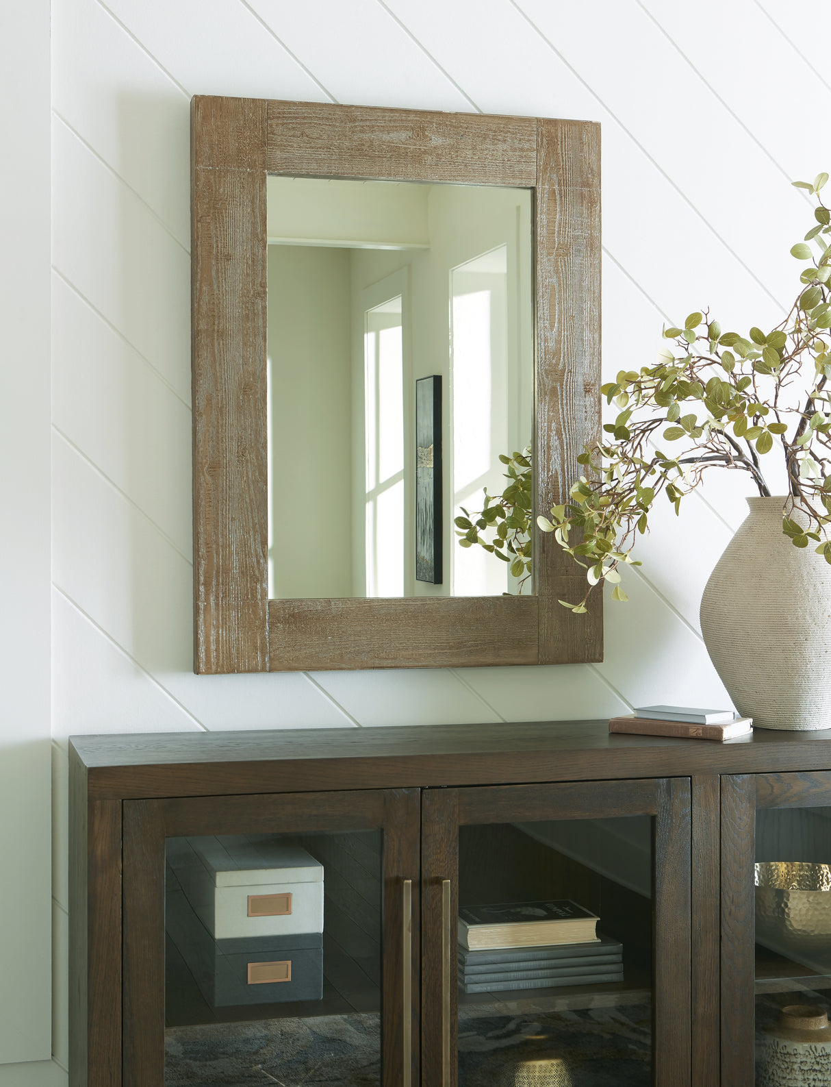 Mega Furniture - Ashley Furniture - Waltleigh Mirror - Accent Mirror / Distressed Brown - A8010277