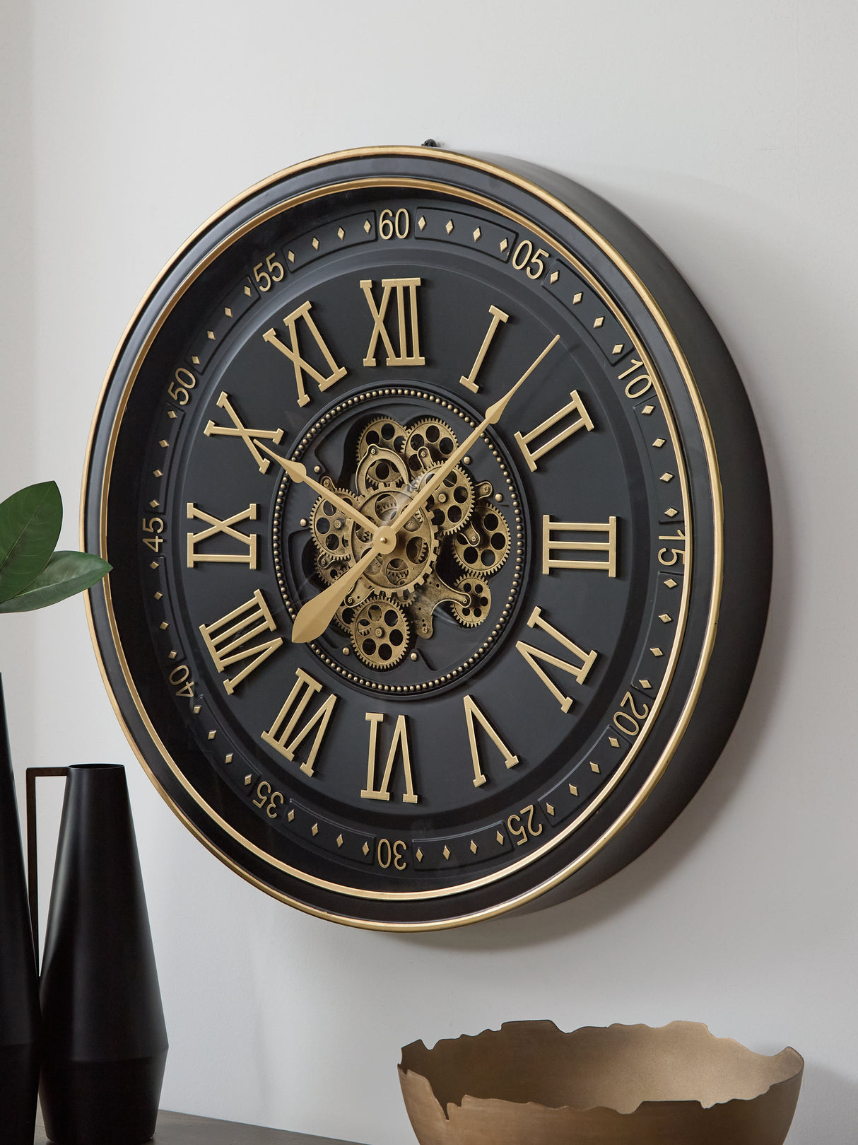 Mega Furniture - Ashley Furniture - Dairton Wall Decor - Wall Clock / Black/Gold Finish - A8010385
