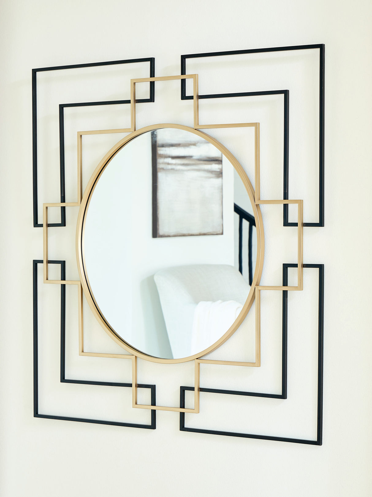 Mega Furniture - Ashley Furniture - Oceanal Mirror - Accent Mirror / Black/Gold Finish - A8010394