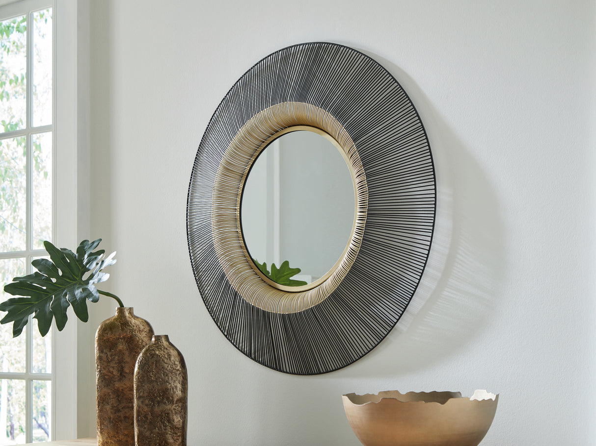 Mega Furniture - Ashley Furniture - Dallmen Mirror - Accent Mirror / Black/Gold Finish - A8010407