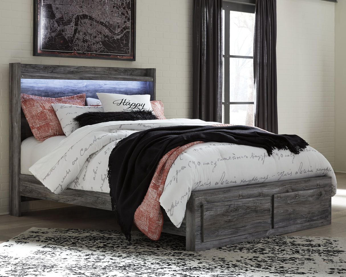 Mega Furniture - Ashley Furniture - Baystorm Bedroom - Queen Panel Bed with 2 Storage Drawers / Gray - B221B5