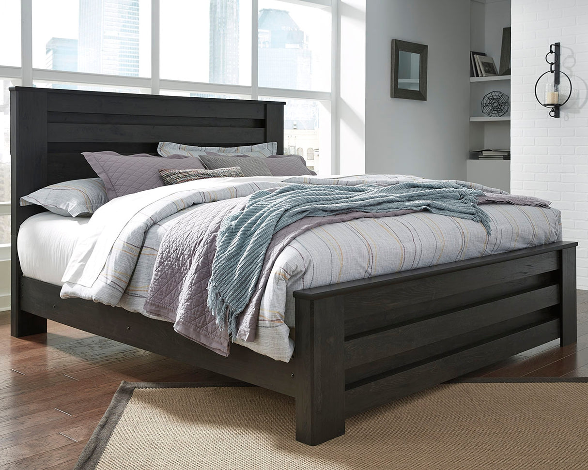 Mega Furniture - Ashley Furniture - Brinxton Bedroom - King Panel Bed / Charcoal - B249B4