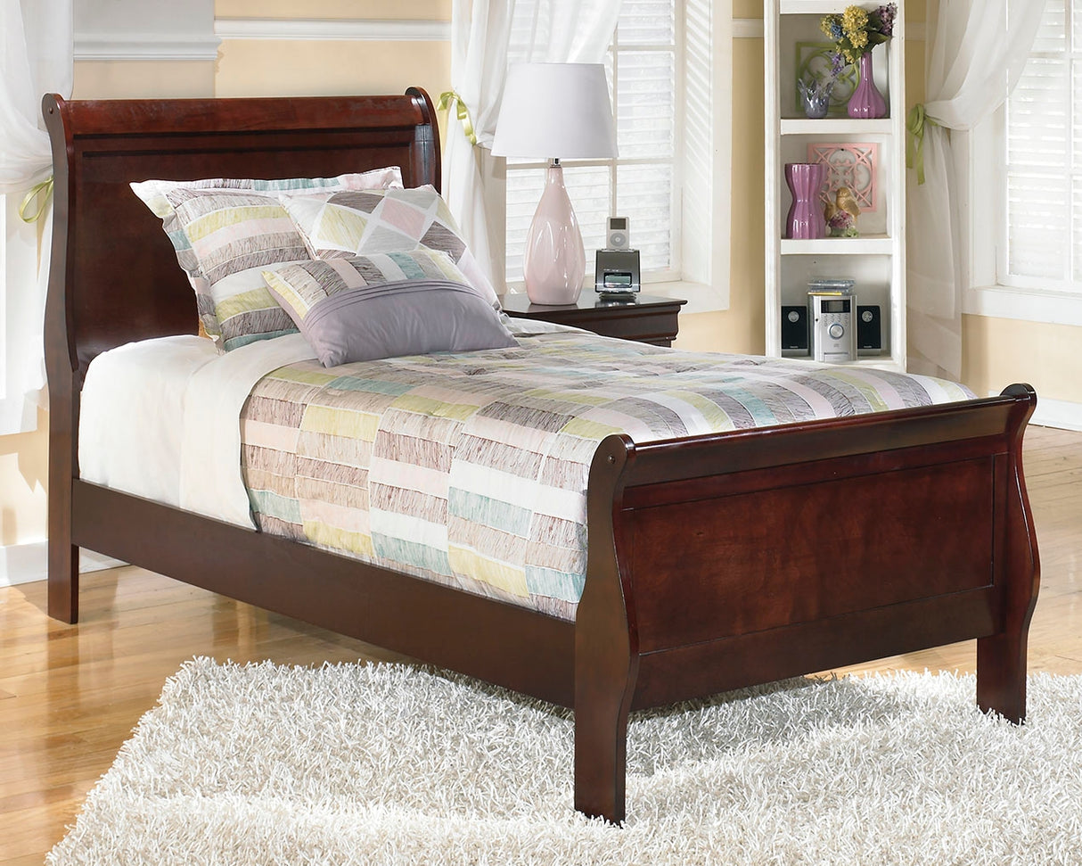 Mega Furniture - Ashley Furniture - Alisdair Bedroom - Twin Sleigh Bed / Reddish Brown - B376B5