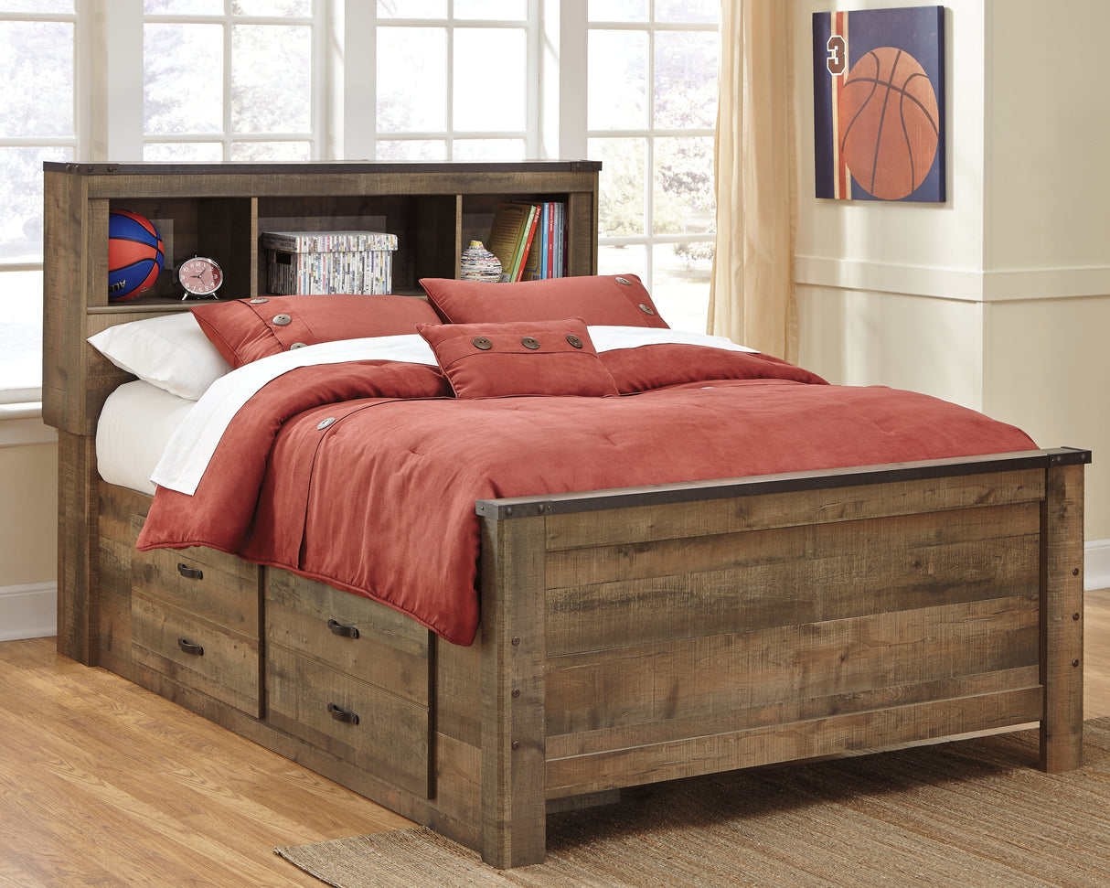 Mega Furniture - Ashley Furniture - Trinell Bedroom - Full Panel Bed with 2 Storage Drawers / Brown - B446B10