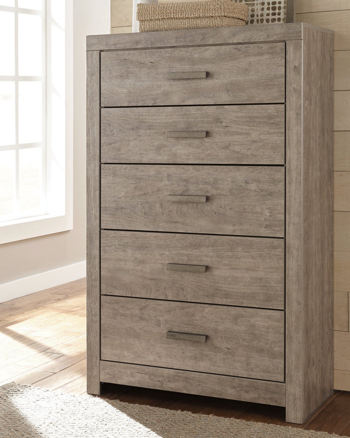 Mega Furniture - Ashley Furniture - Culverbach Bedroom - Five Drawer Chest / Gray - B070-46