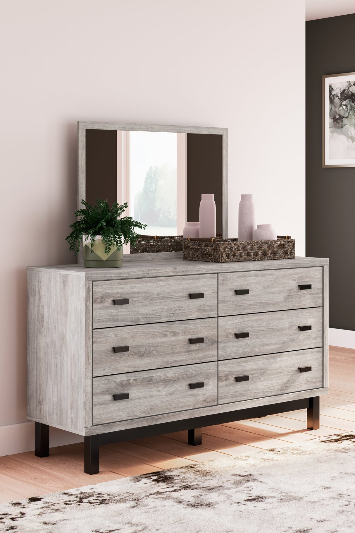 Mega Furniture - Ashley Furniture - Vessalli Bedroom - Dresser and Mirror / Gray - B1036B1