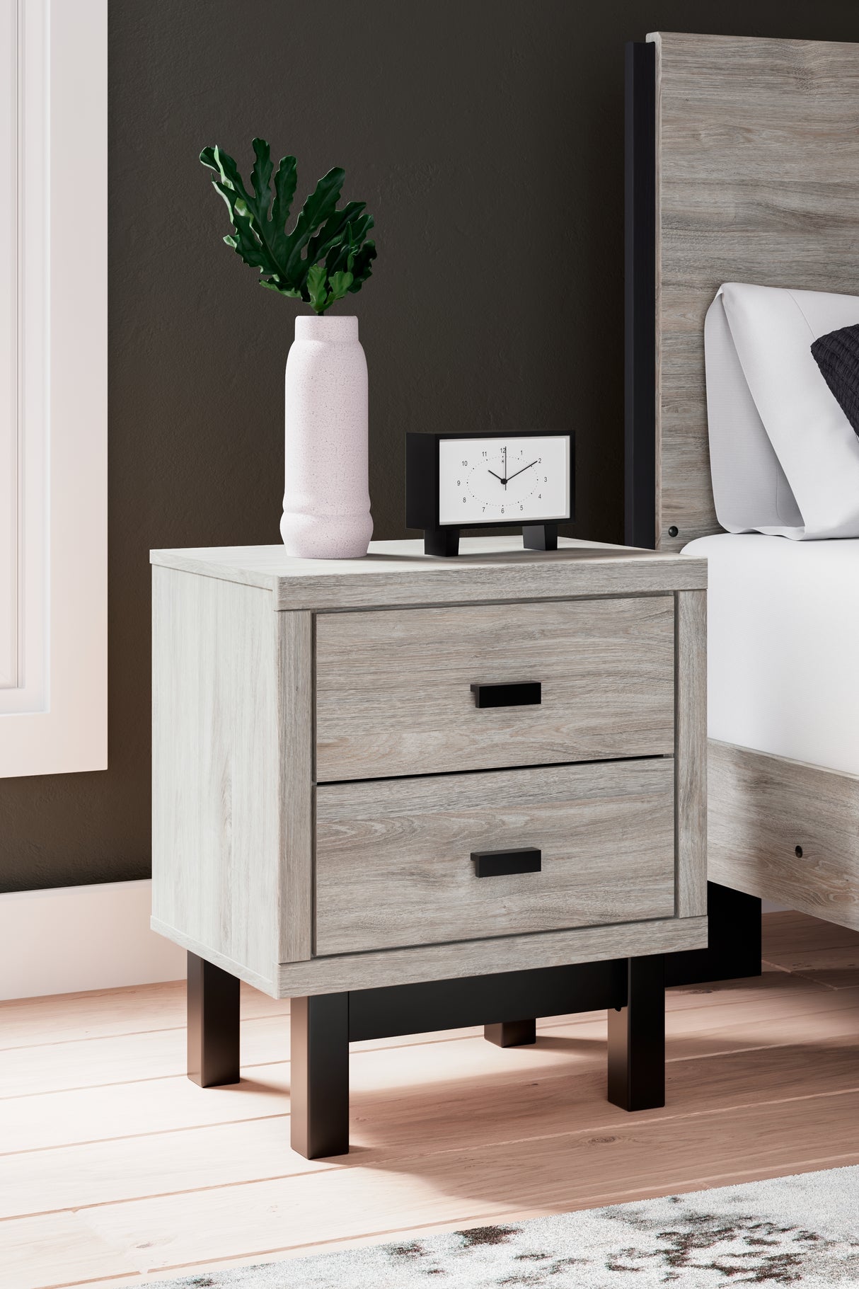 Mega Furniture - Ashley Furniture - Vessalli Bedroom - Two Drawer Night Stand / Two-tone - B1036-92