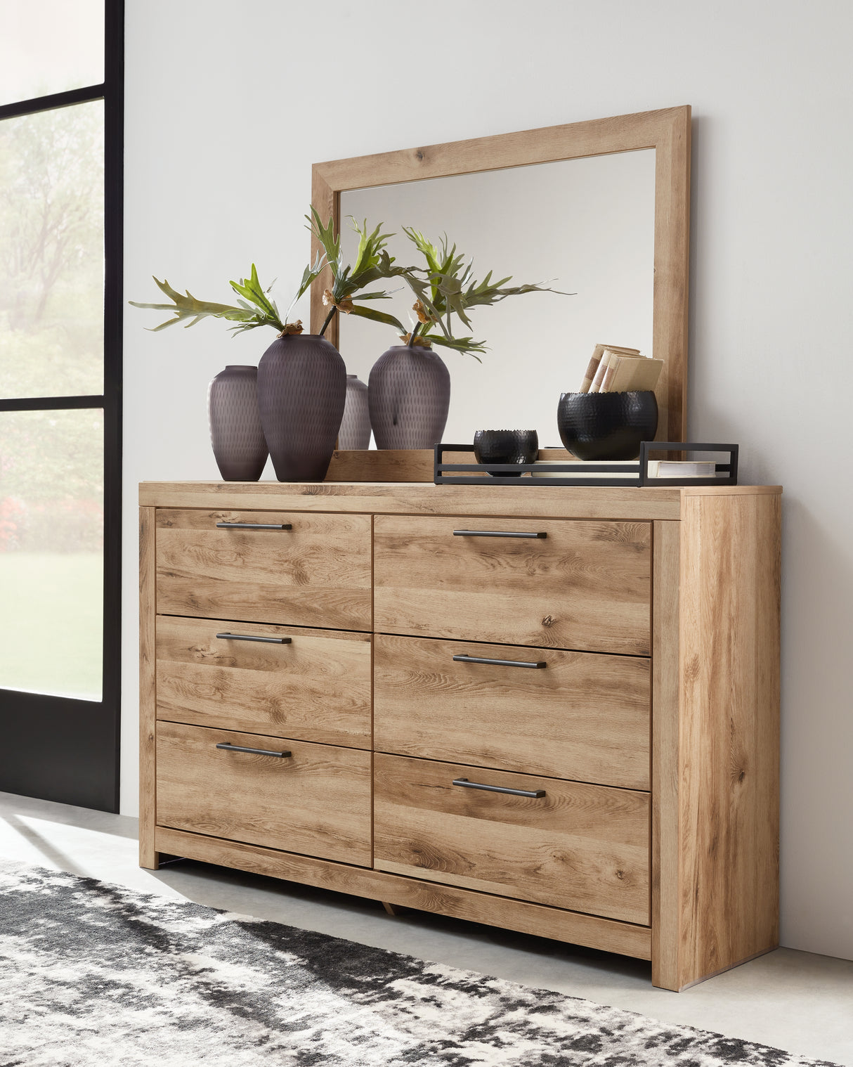Mega Furniture - Ashley Furniture - Hyanna Bedroom - Dresser and Mirror / Tan Brown - B1050B1