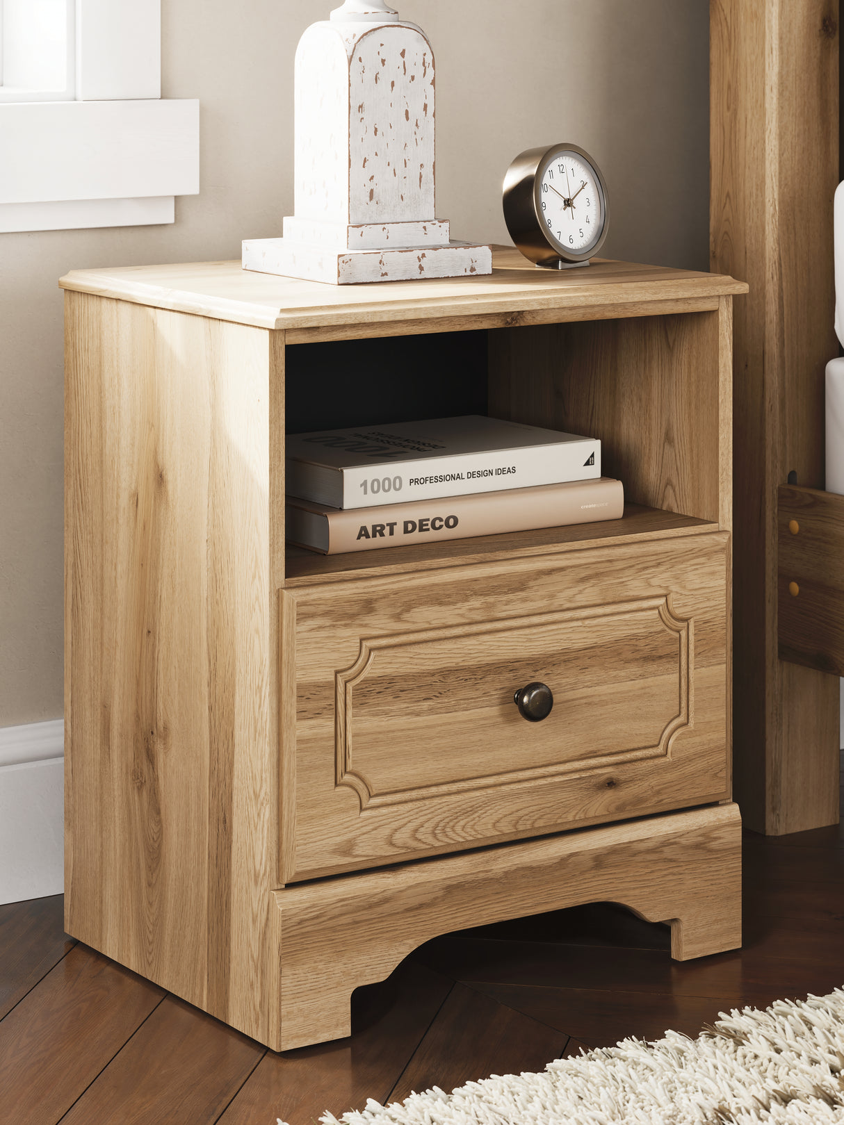Mega Furniture - Ashley Furniture - Aleaport Bedroom - One Drawer Night Stand / Warm Brown - PCB1075-91