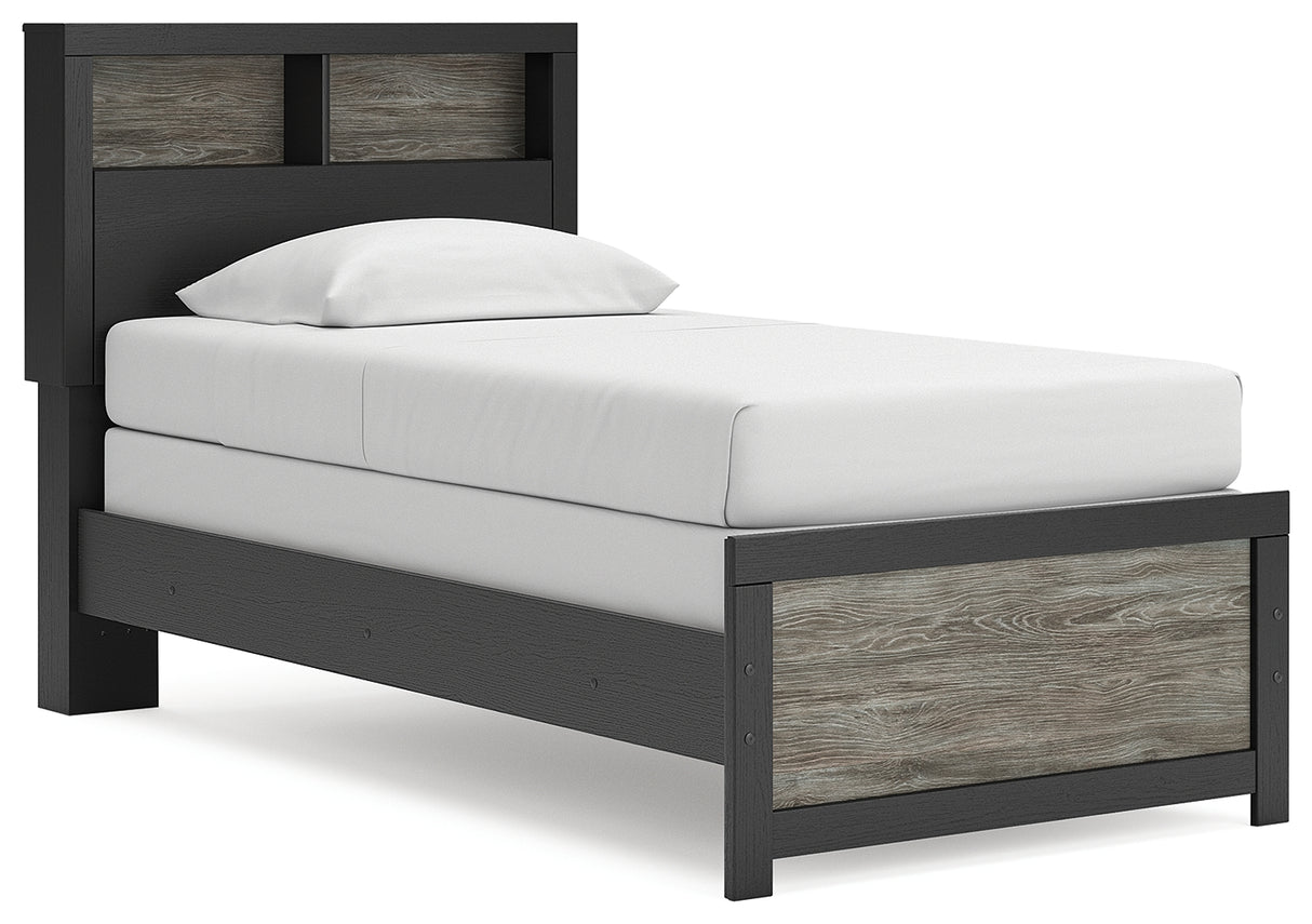 Mega Furniture - Ashley Furniture - Broachmyn Bedroom - Twin Bookcase Bed / Black/Gray - PCB1118B12
