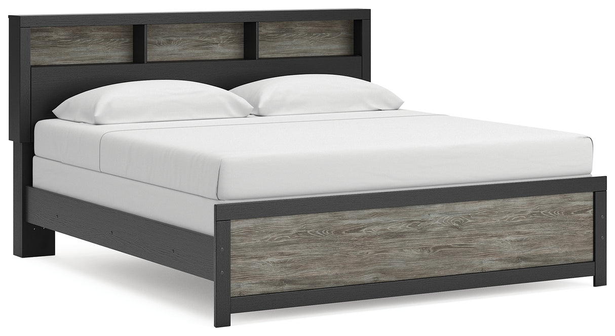 Mega Furniture - Ashley Furniture - Broachmyn Bedroom - King Bookcase Bed / Black/Gray - PCB1118B6