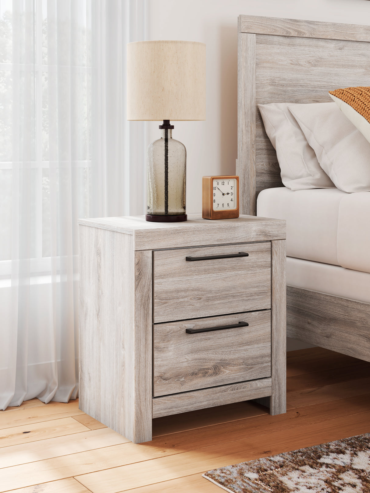 Mega Furniture - Ashley Furniture - Broachmyn Bedroom - Two Drawer Night Stand / Gray - PCB1120-92