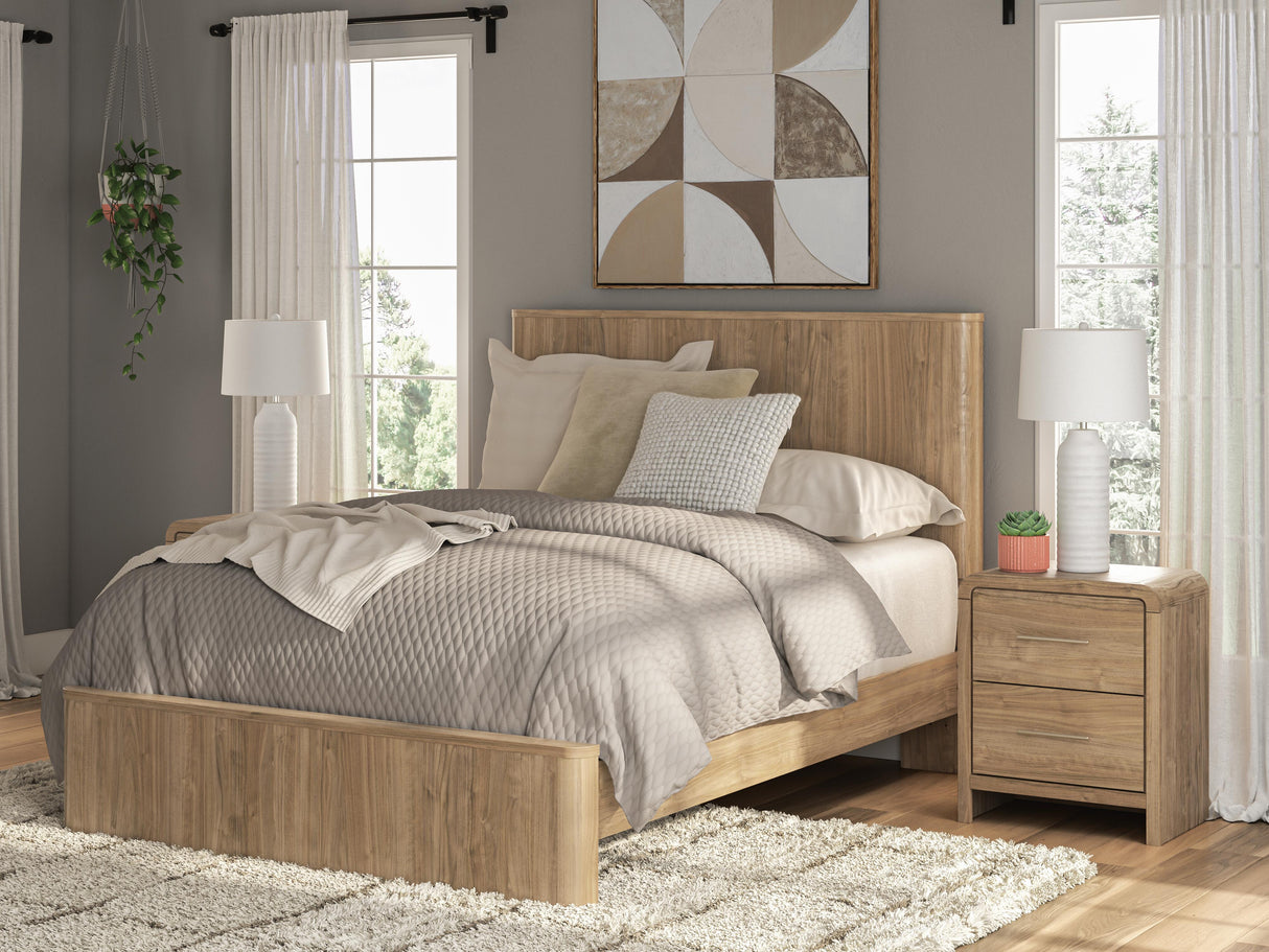 Mega Furniture - Ashley Furniture - Gramburg Bedroom - Queen Panel Platform Bed / Warm Natural Brown - PCB1121B10
