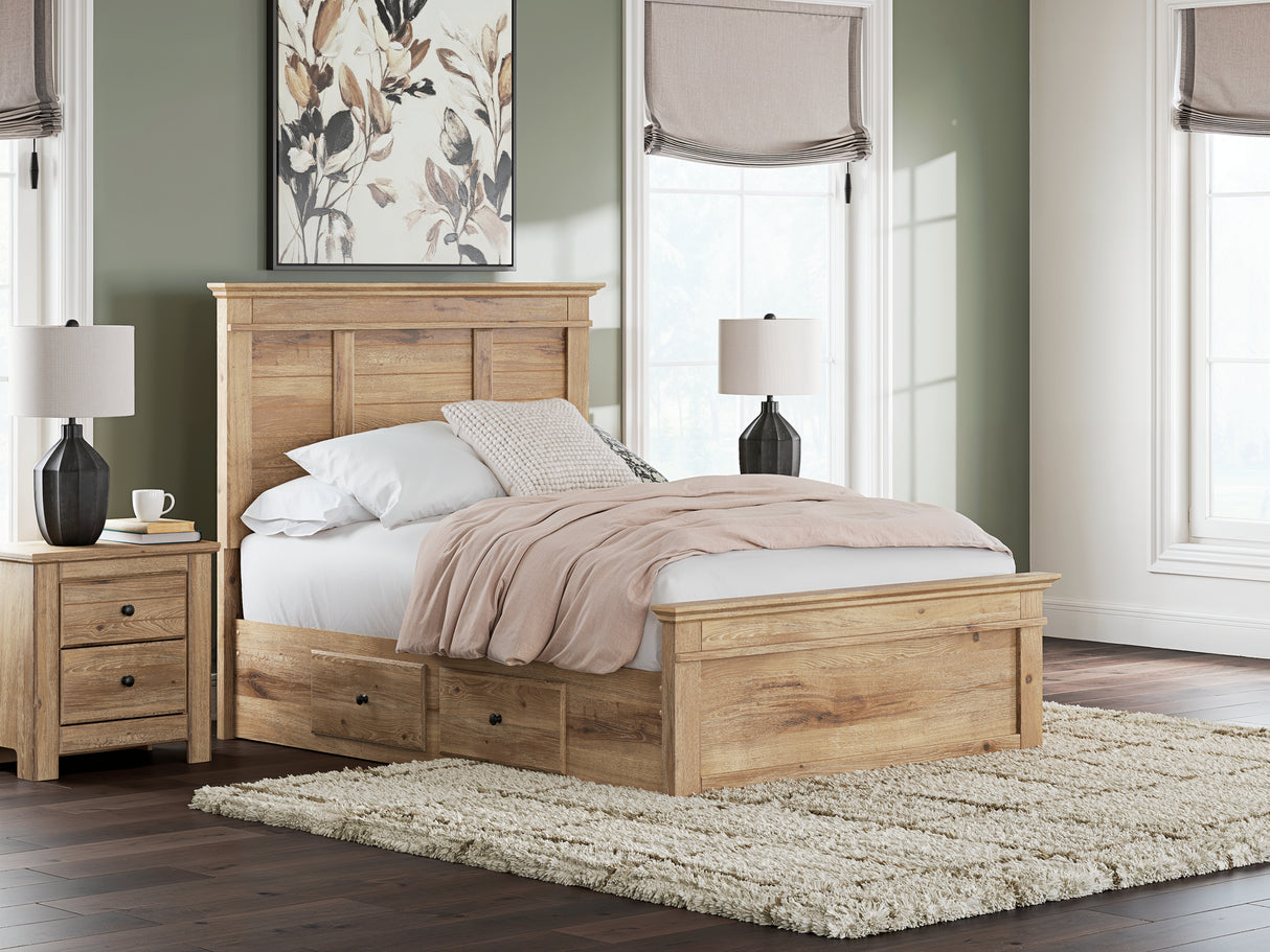 Mega Furniture - Ashley Furniture - Makidern Bedroom - Full Panel Storage Bed / Tan - PCB1170B31