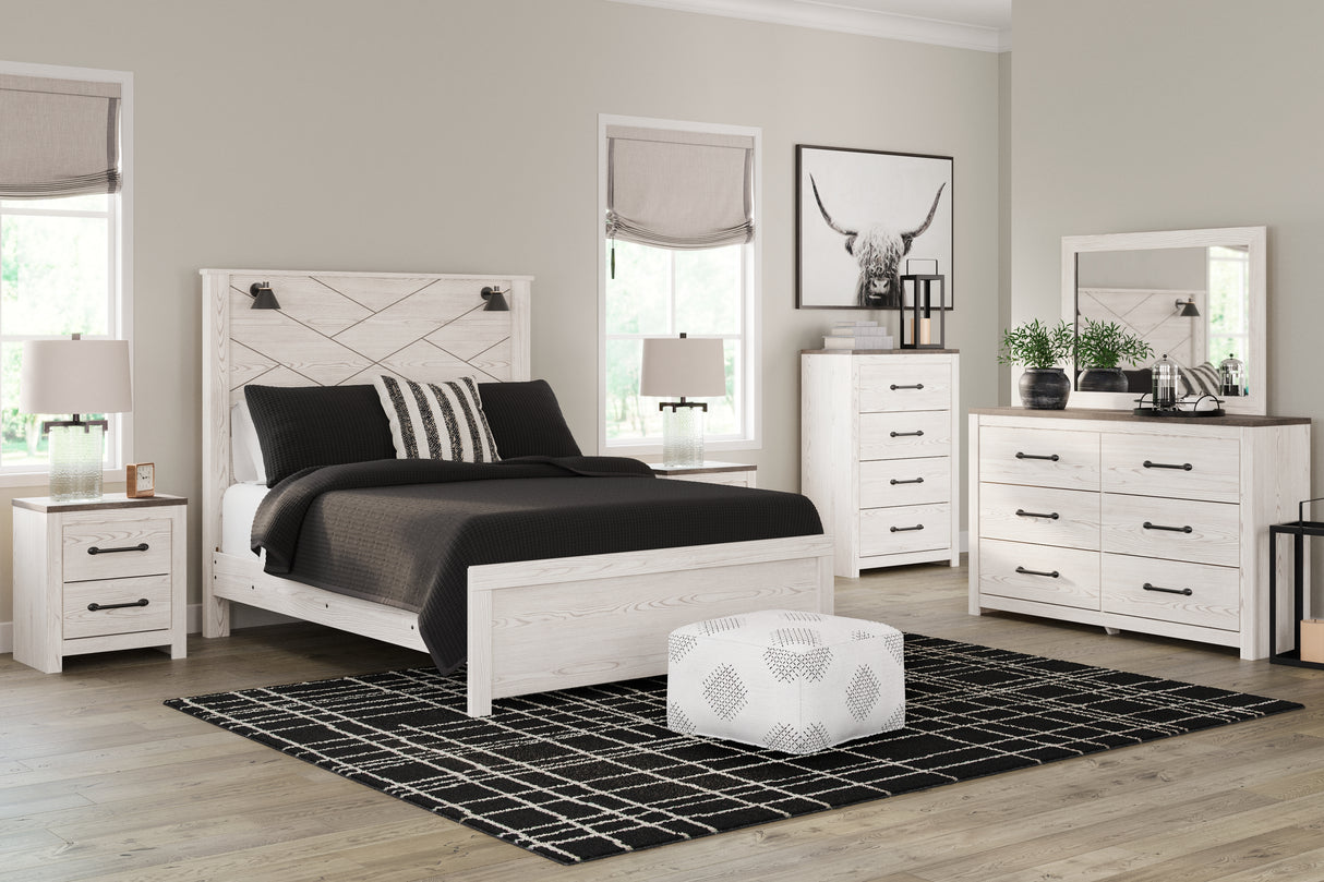Mega Furniture - Ashley Furniture - Gerridan Bedroom - Full Panel Bed / White/Gray - B1190B4