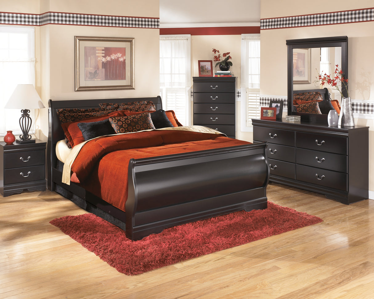 Mega Furniture - Ashley Furniture - Huey Vineyard Bedroom - Queen Sleigh Bed / Black - B128B4
