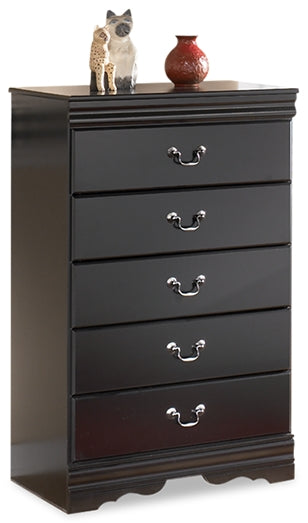Mega Furniture - Ashley Furniture - Huey Vineyard Bedroom - Five Drawer Chest / Black - B128-46