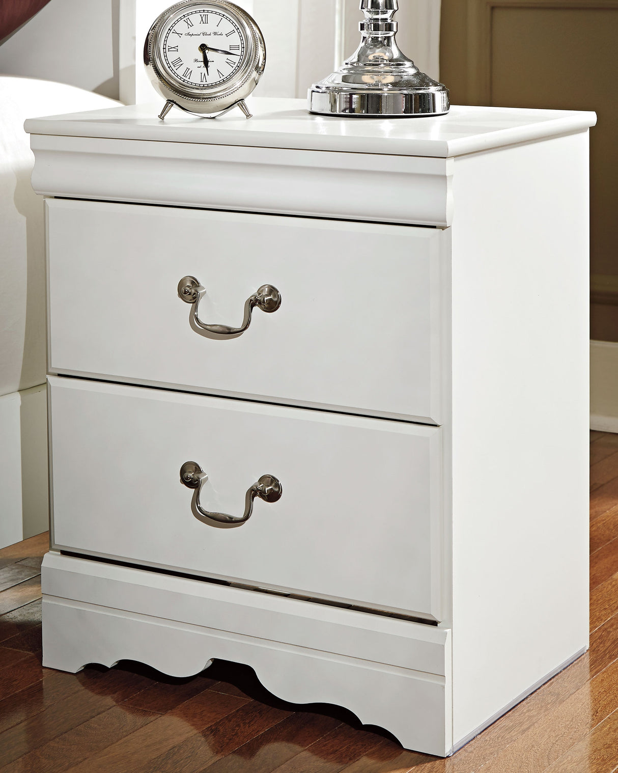 Mega Furniture - Ashley Furniture - Anarasia Bedroom - Two Drawer Night Stand / White - B129-92