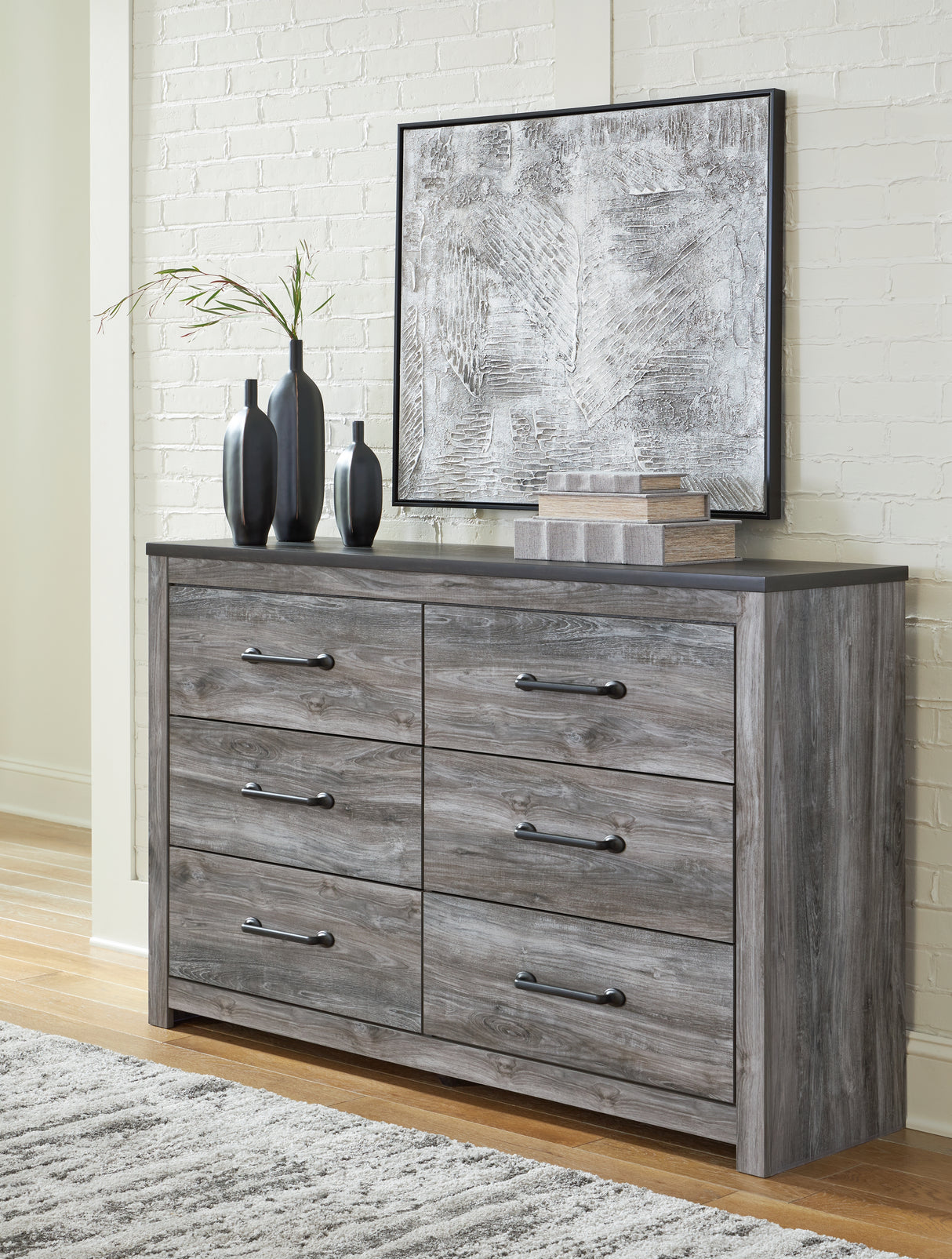 Mega Furniture - Ashley Furniture - Bronyan Bedroom - Six Drawer Dresser / Dark Gray - B1290-31