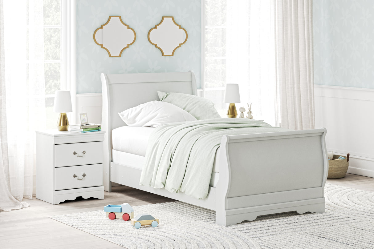 Mega Furniture - Ashley Furniture - Anarasia Bedroom - Twin Sleigh Bed / White - B129B1