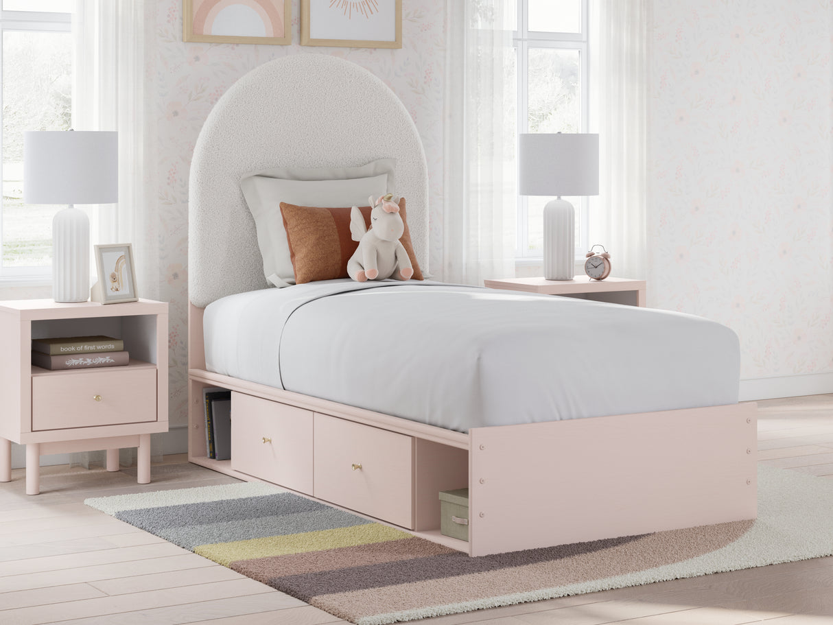 Mega Furniture - Ashley Furniture - Wistenpine Bedroom - Twin Upholstered Panel Bed with Storage / Blush - B1323B14
