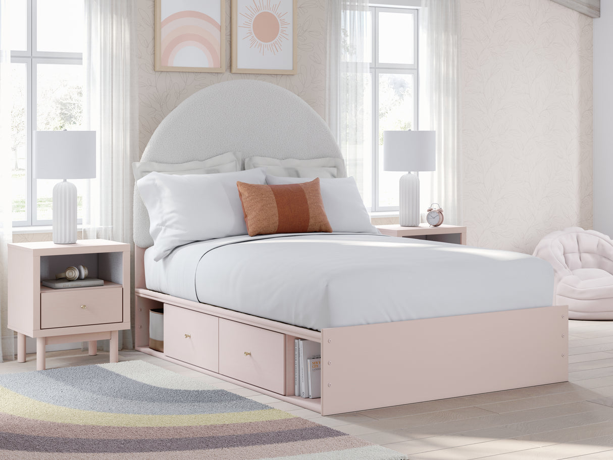 Mega Furniture - Ashley Furniture - Wistenpine Bedroom - Full Upholstered Panel Bed with Storage / Blush - B1323B15