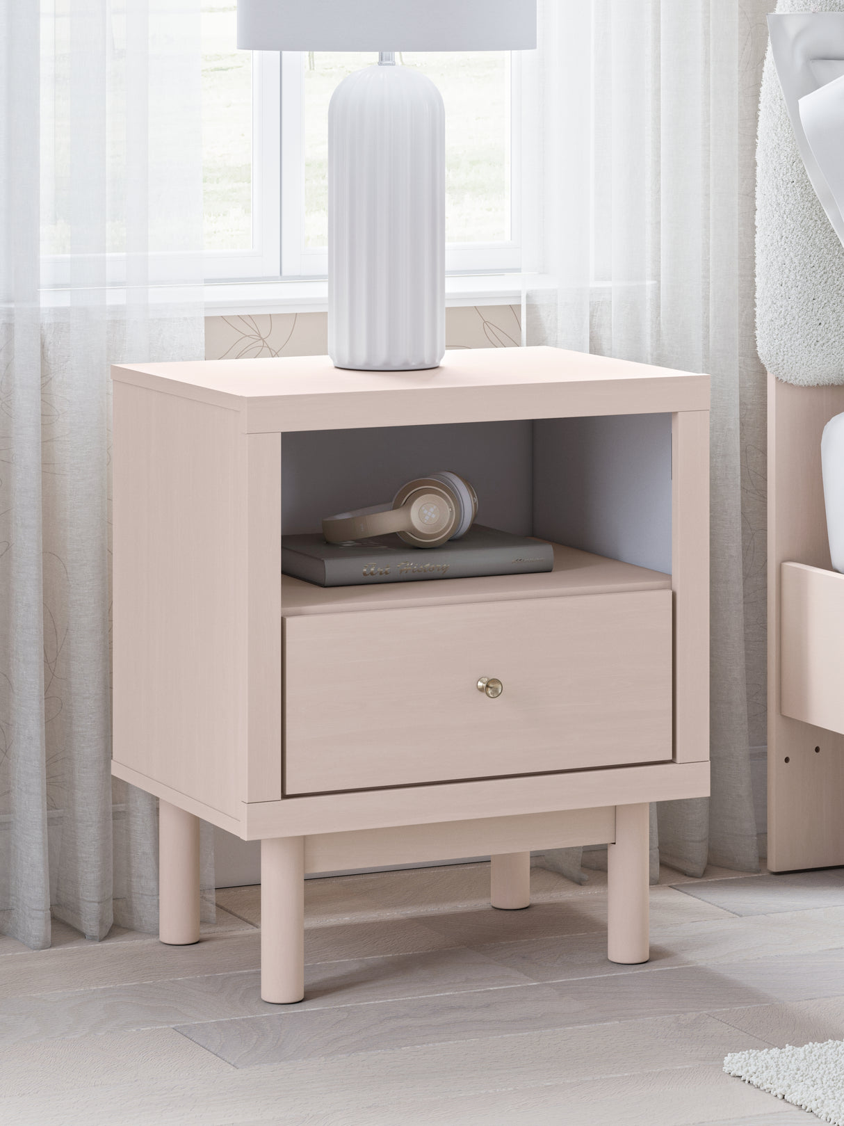 Mega Furniture - Ashley Furniture - Wistenpine Bedroom - One Drawer Night Stand / Blush - B1323-91