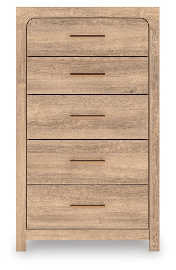 Mega Furniture - Ashley Furniture - Kinlanni Bedroom - Five Drawer Chest / Tan - PCB1360-46