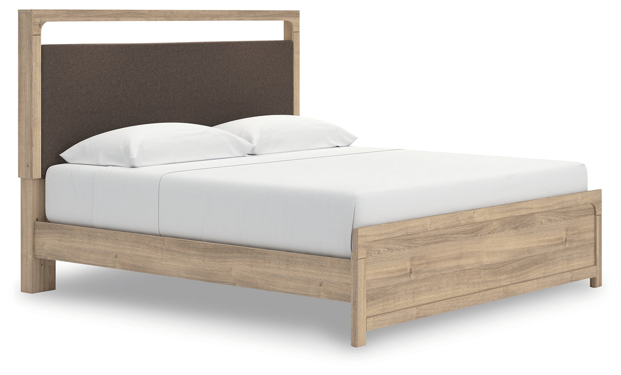 Mega Furniture - Ashley Furniture - Kinlanni Bedroom - King Upholstered Platform Bed / Tan - PCB1360B16