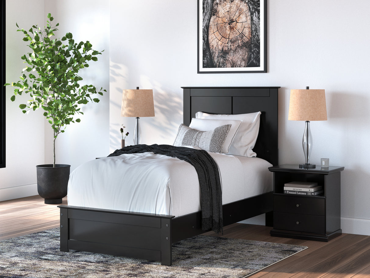 Mega Furniture - Ashley Furniture - Maribel Bedroom - Twin Panel Bed / Black - B138B51
