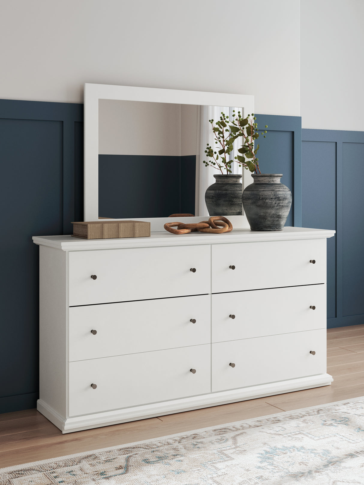 Mega Furniture - Ashley Furniture - Bostwick Shoals Bedroom - Dresser and Mirror / White - B139B40
