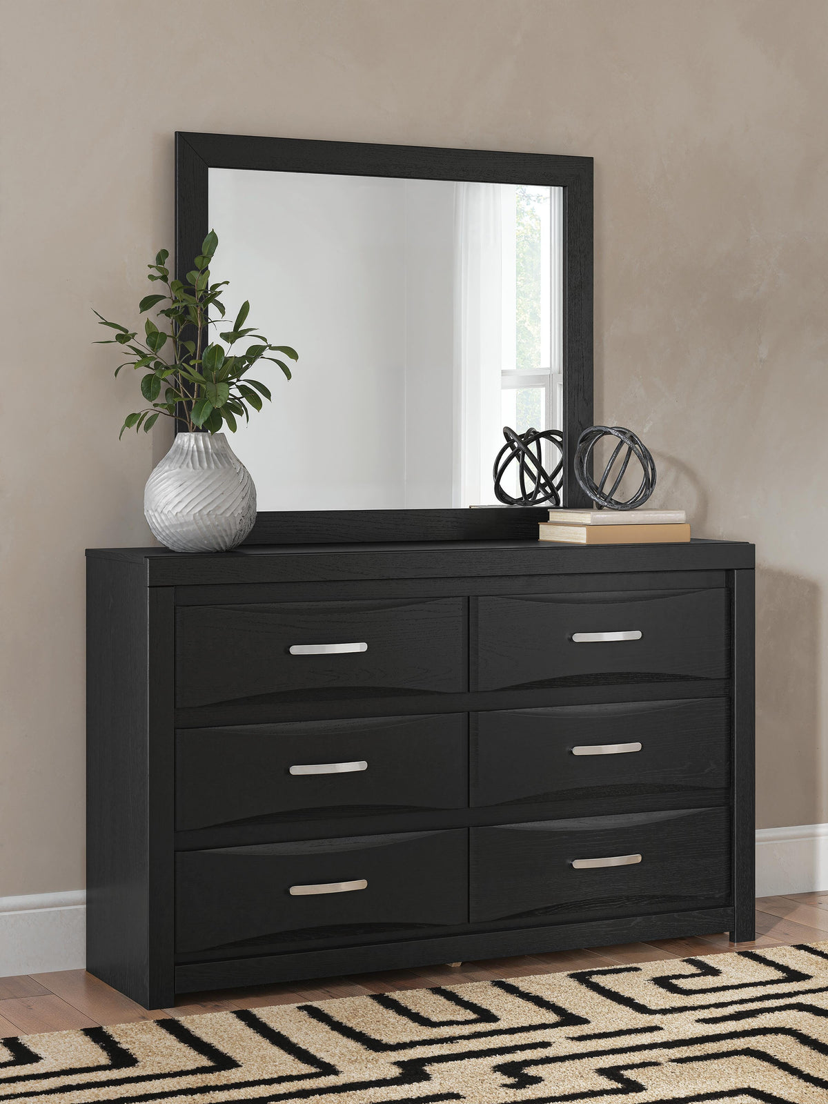Mega Furniture - Ashley Furniture - Stabotta Bedroom - Dresser and Mirror / Black - PCB1755B1