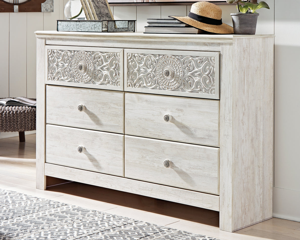Mega Furniture - Ashley Furniture - Paxberry Bedroom - Six Drawer Dresser / Whitewash - B181-31