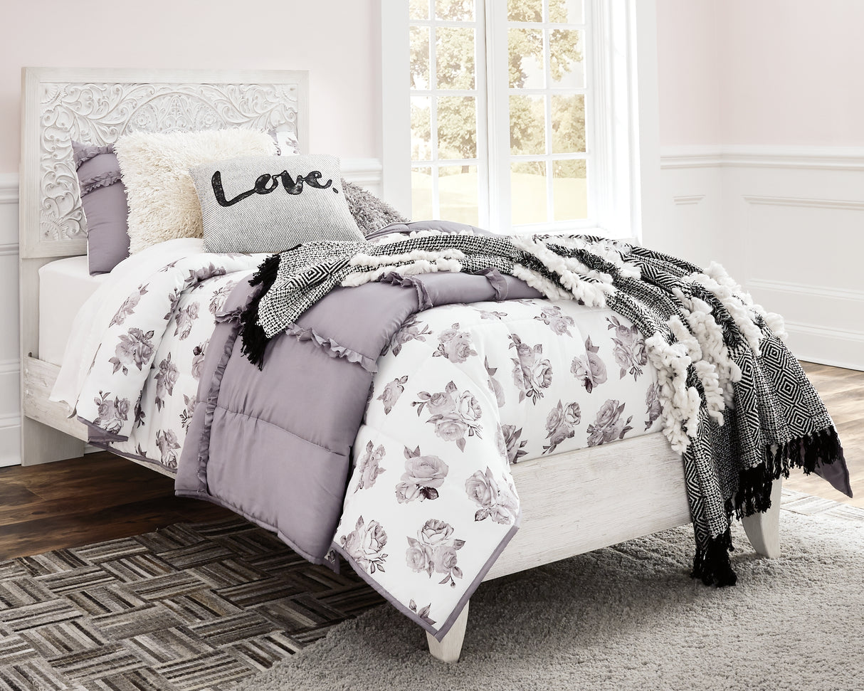 Mega Furniture - Ashley Furniture - Paxberry Bedroom - Twin Panel Bed / Whitewash - B181B1